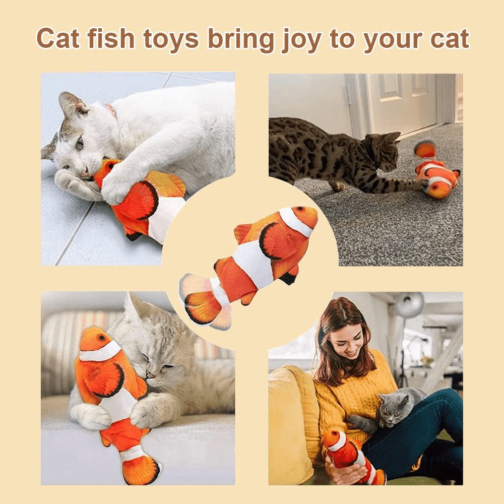 Moving Flopping Floppy Fish & Kitten Kicker Cat Toy Fish Shape (7 Pack)