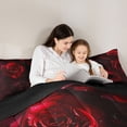 thumbnail image 5 of Castle Fairy Boys Girls Floral Red Rose 3 Pieces Queen Comforter Set,Romantic Valentine's Day Ultra Soft Bedding Sets,Exotic Style Bedding Comforter Set Breathable,Luxury Bedroom Decor,Reversible, 5 of 8