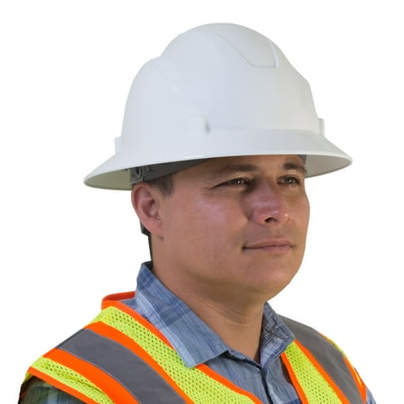 Hard Hat JORESTECH® - White HDPE Cap Style Helmet Full Brim w/ Adjustable Ratchet Suspension