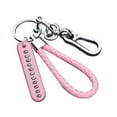thumbnail image 1 of Car Key Keyring Anti-lost Car Phone Number Steel Buckle key steel keychain car Keychain with Braided Rope, Pink Rope, Silver Buckle, 1 of 7