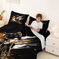 thumbnail image 3 of Castle Fairy Graffiti Dirt Bike Queen Sheet Sets 4 Pieces for Boys, Orange Splash Print Bed Set for Bedroom, Orange Black, 3 of 6