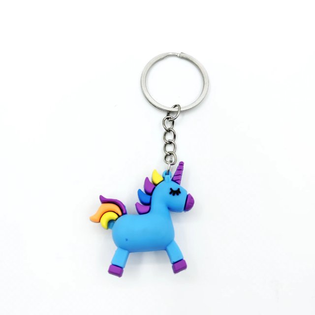 LLavero de muñeca de goma suave de dibujos animados lindo unicornio llavero de coche bolsa pequeño colgante regalo