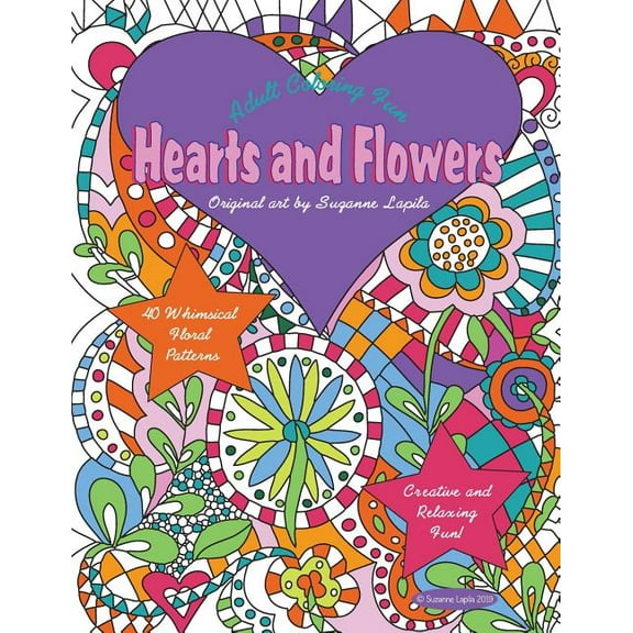 Hearts and Flowers: Adult Coloring Fun