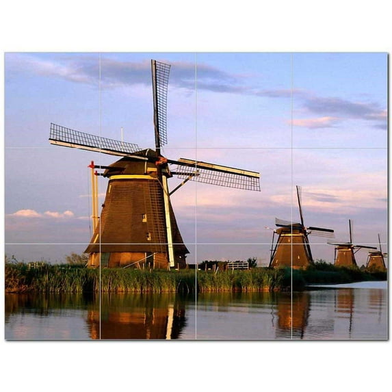 Windmill Photo Ceramic Tile Mural Kitchen Backsplash Bathroom Shower 406337-L43