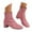 Pink, variant on Womens Fall Boots Sparkly Sequin Block Heel Ankle Boots Zip up Square Toe Dressy Booties