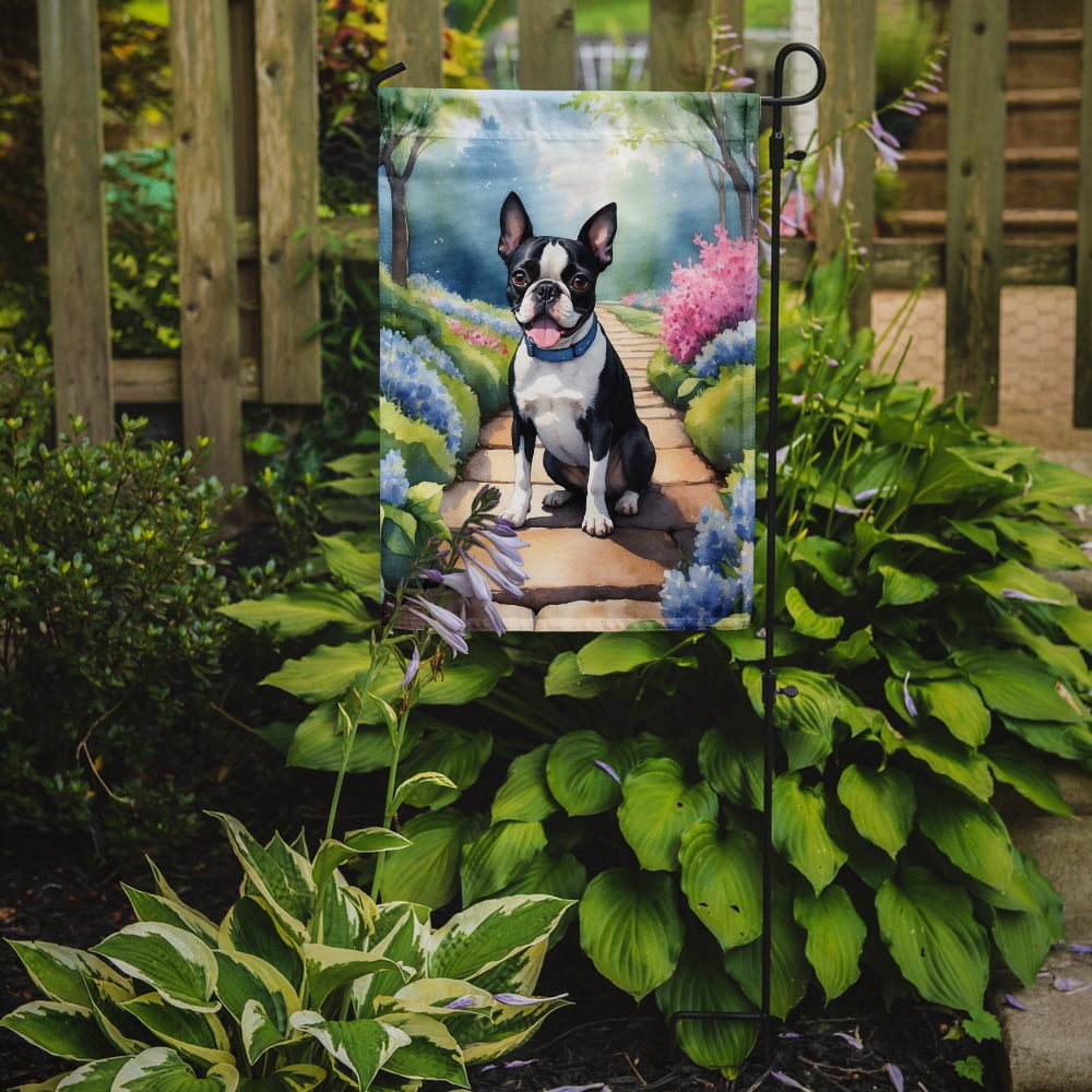 Boston Terrier Spring Path Garden Flag 11.25 in x 15.5 in
