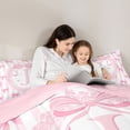 thumbnail image 4 of Manfei Letter J Monogrammed Stripes Twin Bedding Sets 7-Piece for Women Teens,Girls Kids Shabby Chic Pink Lace Bow Bedding Comforter Set,Pink Reversible,Luxury Bedroom Decor, 4 of 7