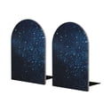 thumbnail image 2 of Picia Blue Glitter Retro Pattern Wood Bookends for Shelves,Non-slip Bookends, Heavy Duty Wooden Bookend Support,1 Pair, 2 of 8