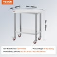 thumbnail image 6 of VEVOR Stainless Steel Work Table 30 x 18 x 34 Inch, 700 LBS Load Capacity with 4 Wheels, 3 Adjustable Height Levels, Heavy Duty Food Prep Worktable for Commercial Kitchen Restaurant, Silver, 6 of 7