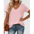 thumbnail image 6 of PRETTYGARDEN Women's V Neck T Shirts Summer Short Sleeve Spring Going Out Tops Casual Loose Fit Basic Tees Beach Clothes, 6 of 9