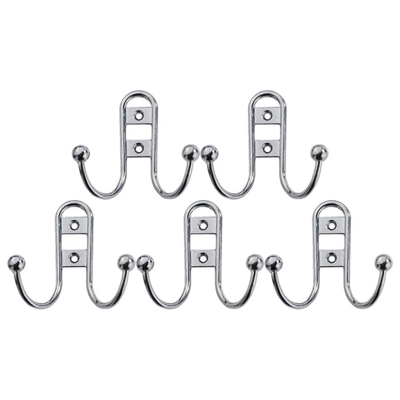 Eease 5pcs Metal Wall Hooks Double Type Ceiling Hanger Silver