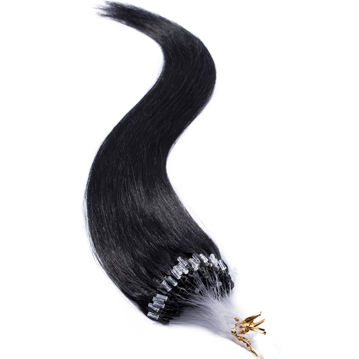 SEGO Micro Loop Thick Real Remy Human Hair Extensions Invisible Band Micro Ring Beads Hair 100 Strands Black Hair Extensions