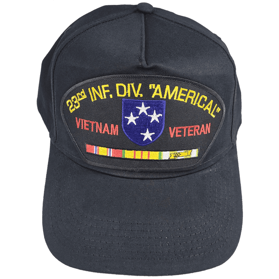 US ARMY 23RD INFANTRY DIVISION AMERICAL VIETNAM VETERAN W/ SERVICE RIBBONS HAT