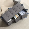 thumbnail image 2 of Hyxoo Foldable Tufted Linen Large Long Bench Storage Ottoman Foot Rest Stool Seat with 3 Drawer Cubes - 15" x 40" x 15", Charcoal Gray, 2 of 7