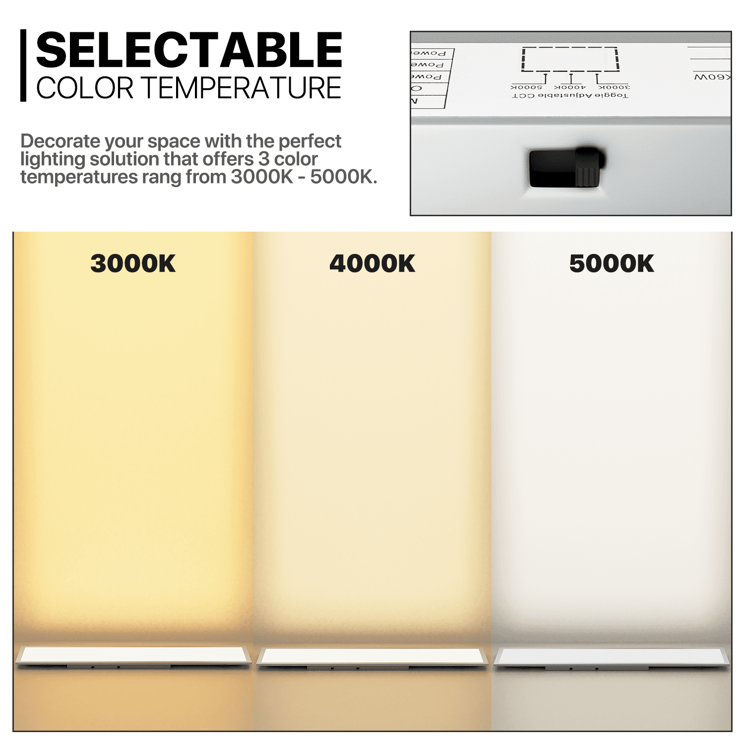 Mollie 2Pack 1x4 LED Flat Panel Light, 3 Color LED Panel Light Dimmable Drop Ceiling Troffer Fixture, 4000LM, 110LM/W