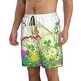 thumbnail image 2 of Cauagu Plants and Insects Print Men's Swim Trunks,Hawaiian Bathing Suit Swimsuits Beach Shorts with Pockets for Men Quick Dry Swimming Board Shorts-Large, 2 of 6