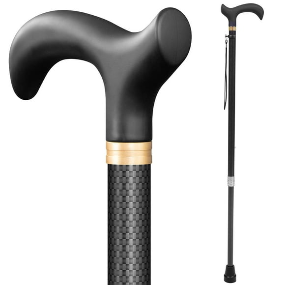 Vive Canne de Marche Réglable, Fibre de Carbone - Bâton Léger pour Hommes, Femmes - Aide à la Mobilité, Ajuster la Hauteur, Embout en Caoutchouc - Soutien Rapide Portable pour Aînés, Personnes Âgées, Équilibre - Ultra