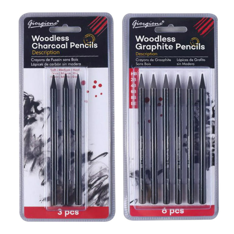 6Pcs Set Professional Woodless Graphite Charcoal Pencils HB / 2H / 2B / 4B  / 6B / 8B For Artist Art Sketching Drawing Stationery
