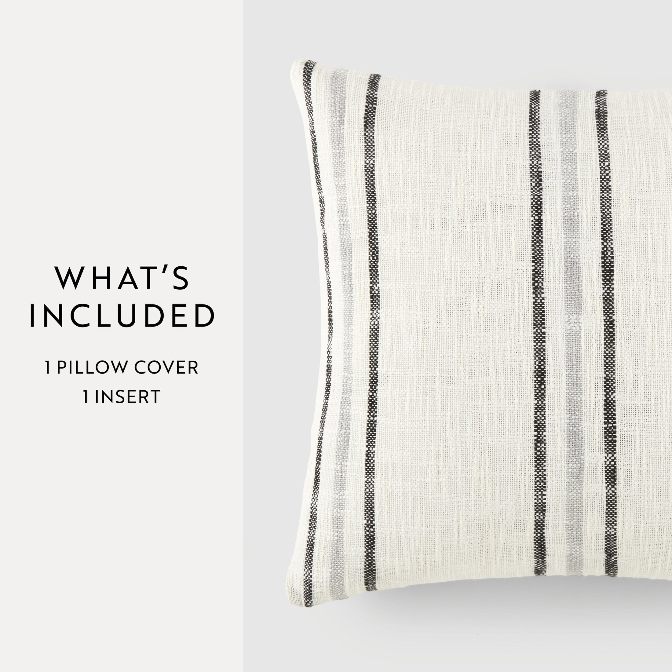 Cotton Slub Textured Throw Pillow in Framed Farmhouse Stripe by Comfort Canopy