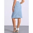 thumbnail image 4 of DARING DIVA Women's Button Down Frayed Raw Hem Jean Midi Skirt XS Light Blue, 4 of 6