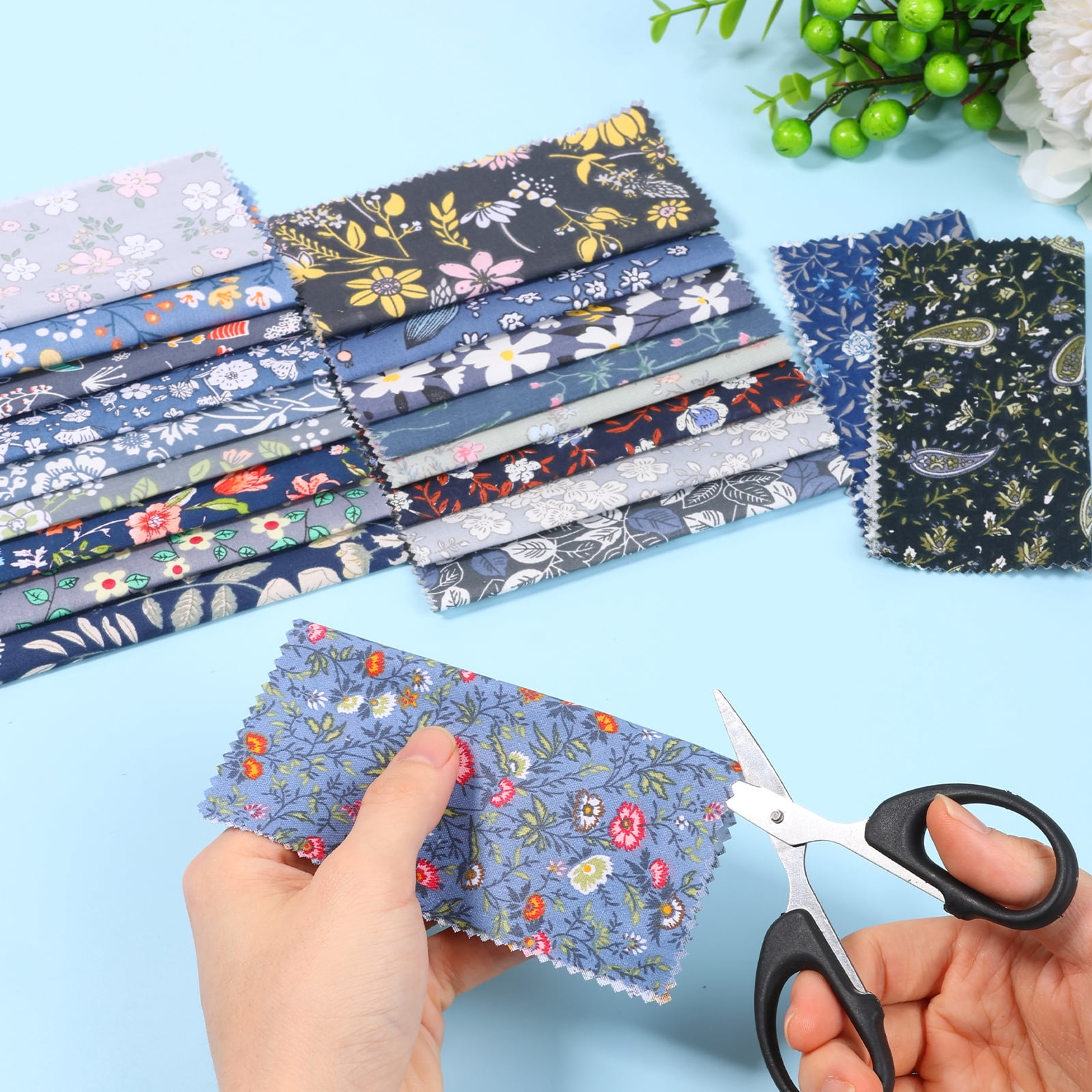 120 PCS 5.5"x 5.5" Cotton Floral Fabric Squares for Quilting Precut Patchwork Fabric Bundle Quilting Supplies for Sewing DIY and Quilting Beginner