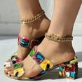 thumbnail image 3 of IUJSOY Women's Rhinestone Band Heeled Sandals Fashion Casual Open Toe Summer Beach Shoes Slides, 3 of 7