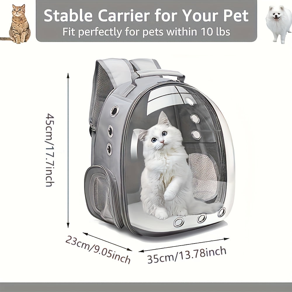 Space Capsule Pet Carrier Backpack, Breathable Transparent Travel Carrier for Cats Small Dogs, Zippered Portable for Outdoor Adventures Pet Travel Bag