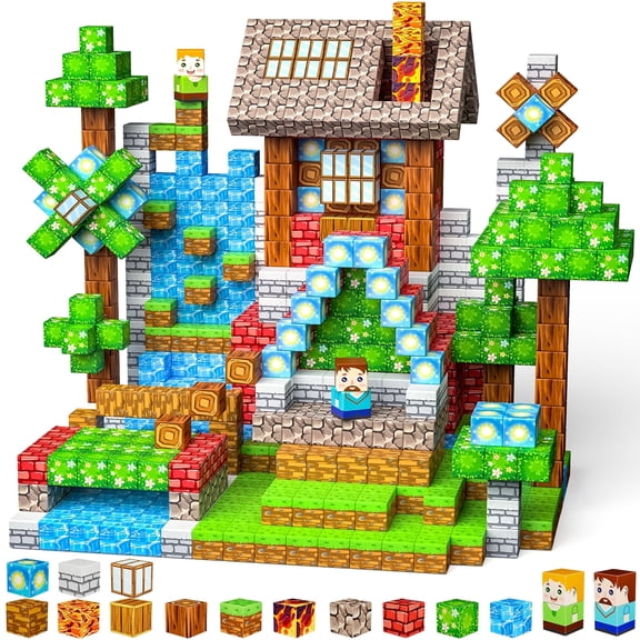 Magnetic Blocks 150PCS(Forest Castle), 1” Magnetic Building Blocks STEM Toys for Kids Ages 3 , Boys Girls Toddler Birthday Gifts