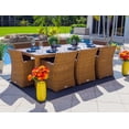 thumbnail image 4 of Malmo 9-Piece Resin Wicker Outdoor Patio Furniture Dining Table Set In Natural w/ Dining Table and Eight Chairs (Full-Round Natural Wicker, Sunbrella Canvas Navy), 4 of 9