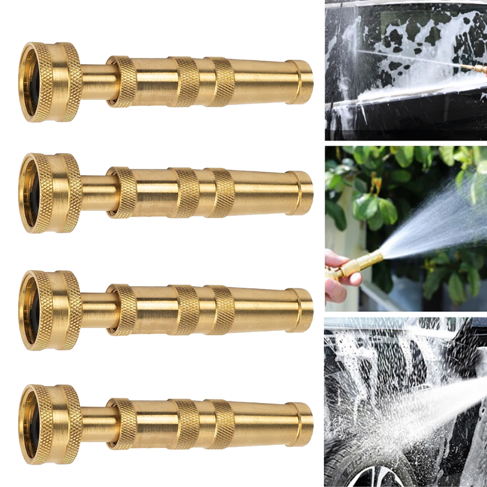 4" HeavyDuty Brass Garden Hose Nozzle, Easy Adjustable Twist Control