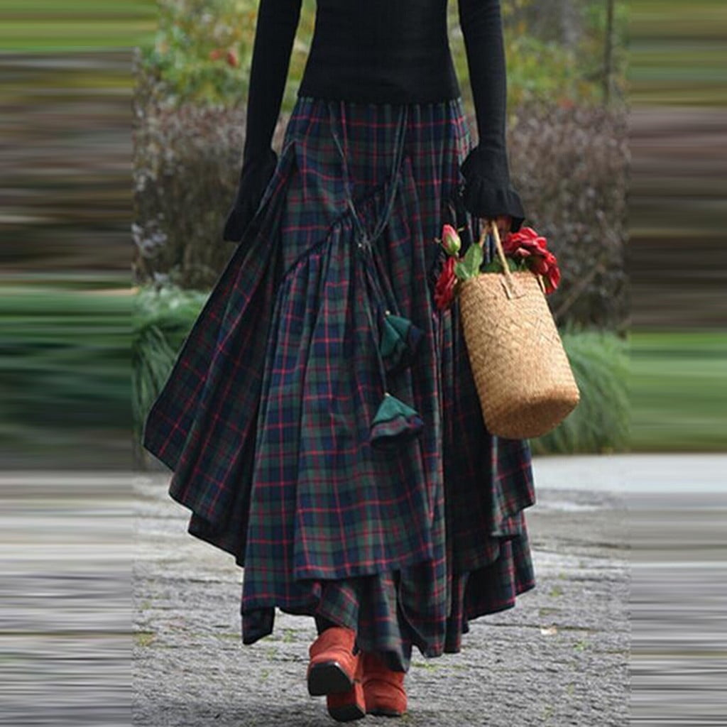 Plus size plaid midi skirt 2025