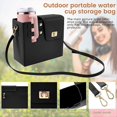 thumbnail image 3 of Leather Crossbody Water Cup Bag with Adjustable Shoulder Strap Brown, 3 of 5