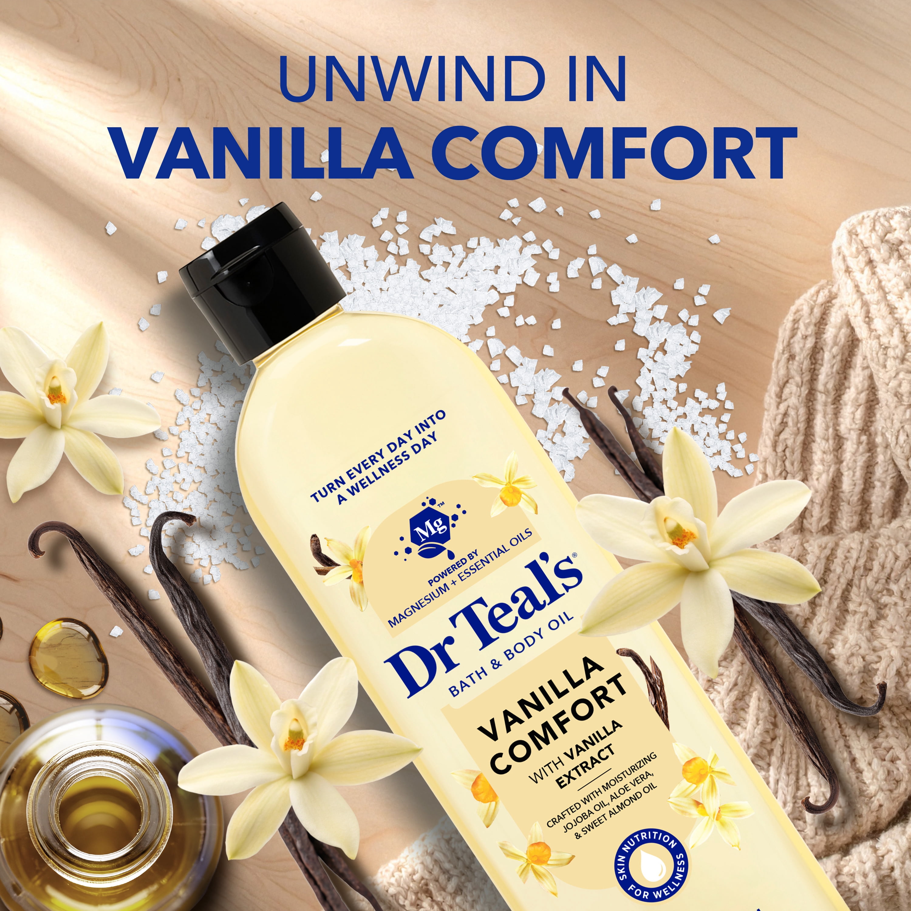 (6 pack) Dr Teal's Vanilla Comfort Moisturizing Bath & Body Oil, 8.8 fl oz