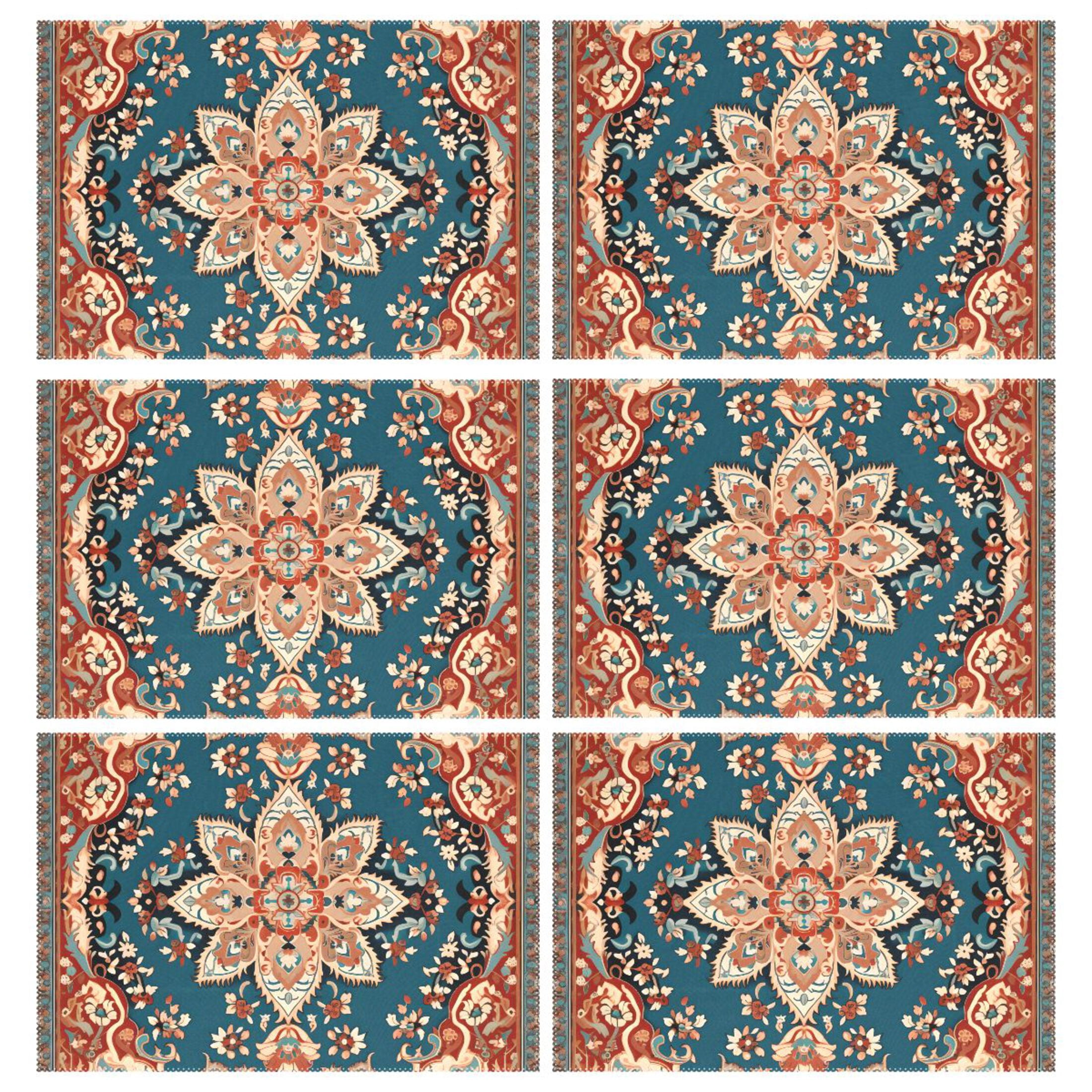 Bohomia Pattern Vintage 12×18 inch Placemats Heat Resistant Washable Foldable Rectangular Placemats Set Decoration Indoor Outdoor for Kitchen Dining Table 6PCs
