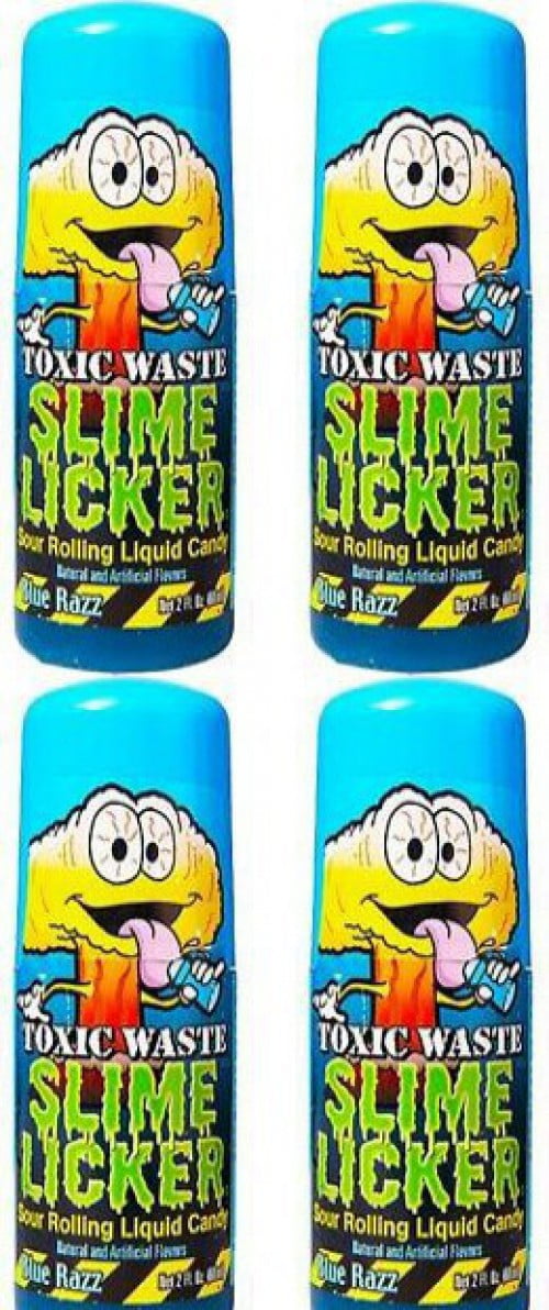 Candy Dynamics Slime Licker BLUE RAZZ LOT of 4 Sour Rolling Liquid Candyies