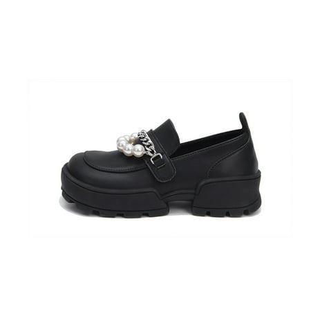 

Girls Loafers Soft-soled Non-slip Shoes With Metal Chain Decor