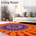 thumbnail image 2 of ODIKA 4'x6' Machine Washable Non-Slip Area Rug, Sunburst Design Entry with Radiating Petal High Traffic Rug, Orange, 671725, 2 of 7