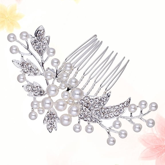 UPOUART Bridal Hair Pieces Silver Alloy Hair Comb 1Pack for Wedding Celebrations