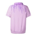 thumbnail image 4 of NAMTYQX Spring Tops for Women 2025 Lapel Lounge Soft Short Sleeve Casual Womens Golf Polo Shirts Light Purple Size L, 4 of 5