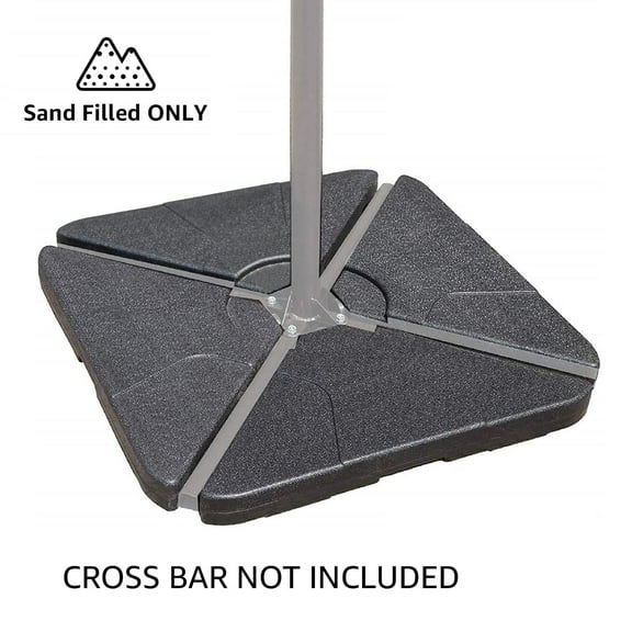 COBANA 4-Piece Patio Umbrella Base, Cantilever Offset Umbrella Base Stand, Triangle Plates Filled with Sand, Max 132lbs