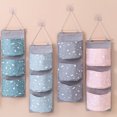 thumbnail image 2 of HEVIRGO Three-tiered Organizer Bag Wall Mounted Moisture Proof Comfortable Touch Hanging Storage Pouch for Home Pink Imitation Lin, 2 of 8