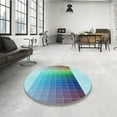 thumbnail image 4 of Ahgly Company Machine Washable Indoor Square Transitional Tron Blue Area Rugs, 5' Square, 4 of 7