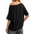 thumbnail image 3 of MOYIKO Womens Off The Shoulder Tops Oversized T-Shirts Short Sleeve Tees Summer Casual Fashion Clothes, 3 of 6