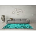 thumbnail image 3 of Ahgly Company Indoor Round Abstract Turquoise Blue Modern Area Rugs, 5' Round, 3 of 4