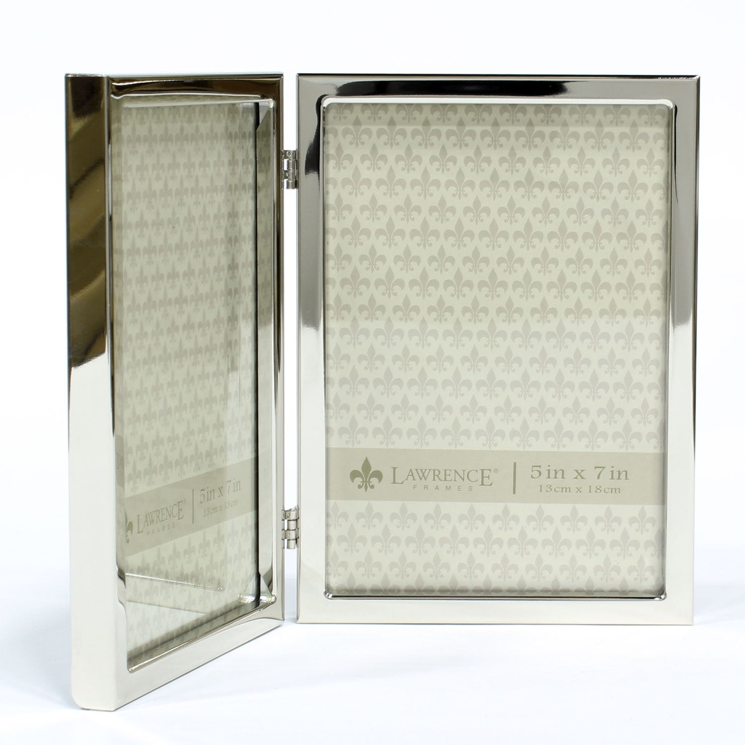 5x7 Hinged Double Silver Standard Metal Picture Frame