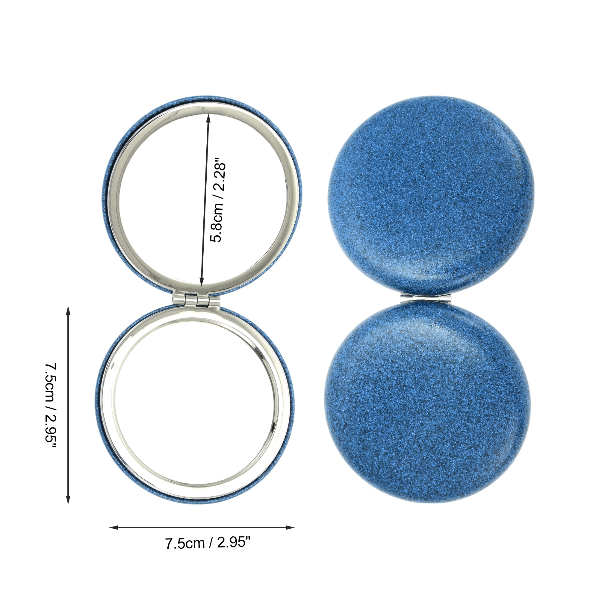 Unique Bargains 1 Pc Women Portable Round Makeup Mirror for Travel Vacation Blue