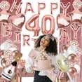 thumbnail image 3 of Rose Gold 18th/81th、21th/12th、30th/3rd、40th/4th Foil Mylar Balloons for Women Birthday Party Anniversary DecorationsStyle:Number 4+0;, 3 of 5