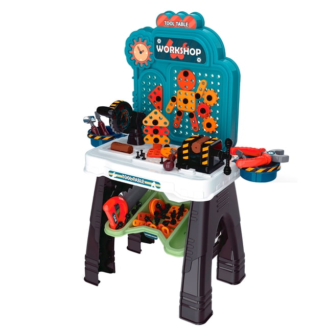 Taller Mesa Banco De Herramientas Infantil Para niños Mantenimiento Simulación Juguete Interactivo Banco De Trabajo con 103 Accesorios Arcoshop 8131A