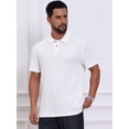 thumbnail image 4 of DARING DIVA Men's Jacquard Short Sleeve Button Down Collared Polo Shirts S White, 4 of 7