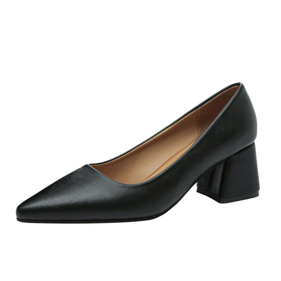 Vedolay Heels For Women Women's Closed Toe Low Block Heels Work Pumps Comfortable Dress Wedding Shoes(Black,7.5)
